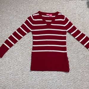 red & white v neck sweater girls size 12
